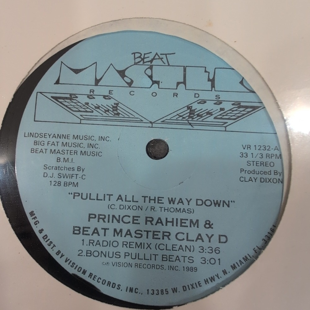 Prince Rahiem Beat Master Clay D Pull It All The Way Down 12" Vinyl 1989 VR 1232 - Picture 2 of 3